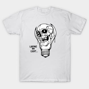 skull losing the light black and white T-Shirt